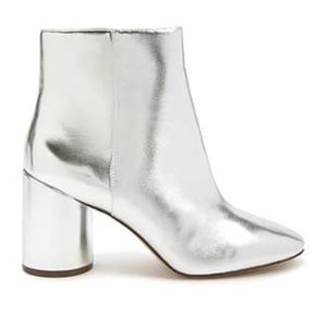 Silver metallic heeled booties